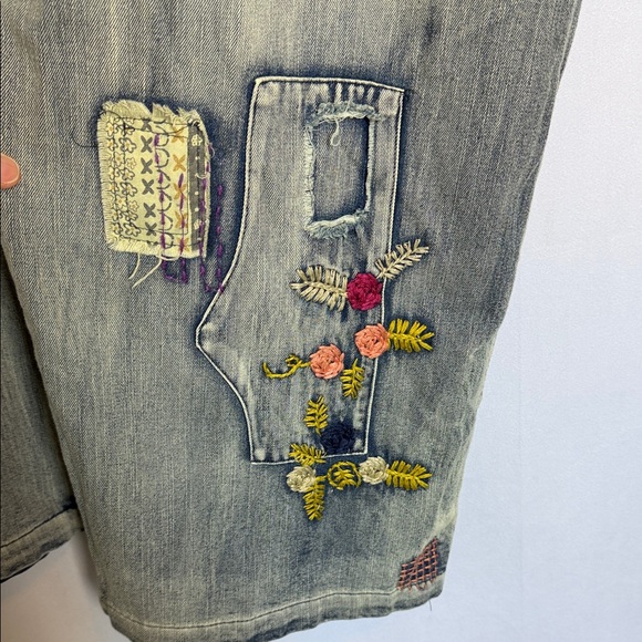 NWT Blue Velvet Wildflower Roads Embroidered Denim Overalls Size L Boho Vintage - Picture 7 of 16